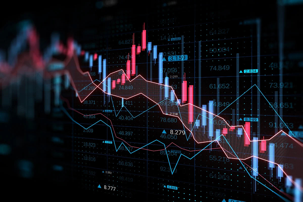 Financial charts showing volatile crypto markets
